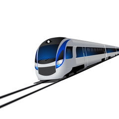 Naklejka premium Modern high speed train, isolated on white