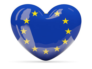 Heart shaped icon with flag of european union
