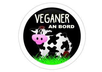 Veganer an Bord / Kuh / Sticker - Autoaufkleber