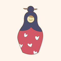 Matryoshka , Russian traditional wooden doll, vector pattern, el