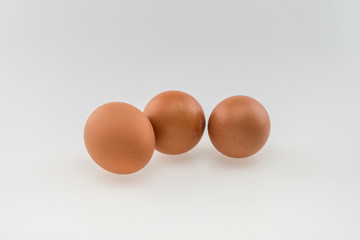 Three eggs. Isolated on white background