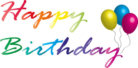 testo Happy birthday colorata con palloncini