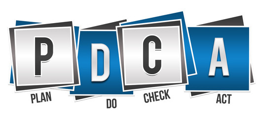 PDCA - Plan Do Check Act Blue Grey Blocks