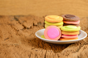 fancy cookie on wooden table