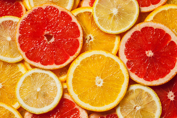 Fototapeta na wymiar Colorful citrus fruit slices