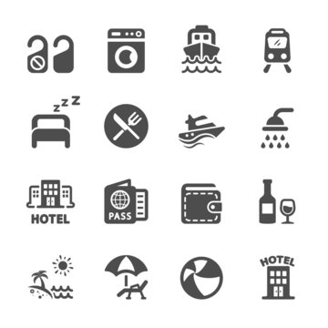 hotel and vacation icon set, vector eps10