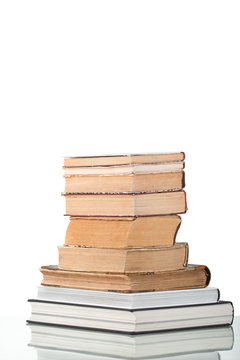 stack of books isolated on white background