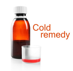 Cough syrup isolated on white