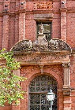 Lamp In Front Of Old First National Bank Building