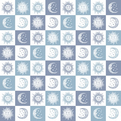 seamless background sun and the moon retro vintage