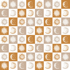 seamless background sun and the moon retro vintage