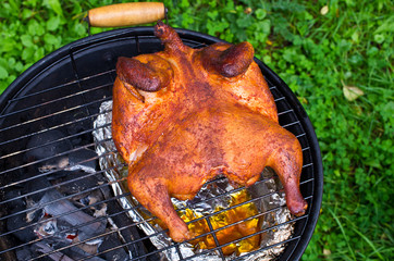 Whole chicken on the BBQ