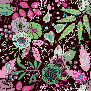 Fototapeta Seamless floral pattern