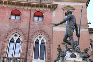 Bologna, Italy, Fountain with nude statue of Neptune