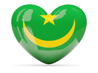 Heart shaped icon with flag of mauritania