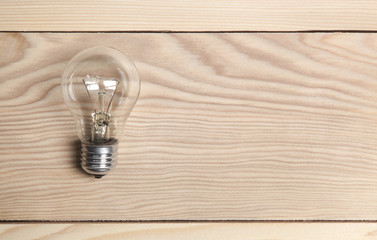 bulb on wood background