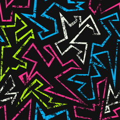 neon geometric seamless pattern with grunge effect