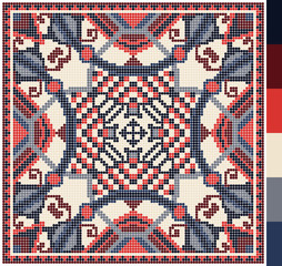 Fototapeta na wymiar geometric square pattern for cross stitch ukrainian traditional