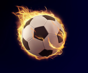 Naklejka premium soccer ball in orange flame