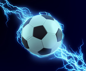Fototapeta premium soccer ball spark with blue thunder