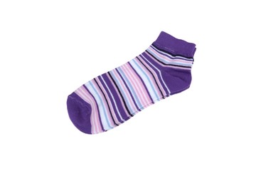 Pair Violet, Black, White and Pink Striped Ladies Socks