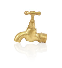 brass faucet isolated on white background