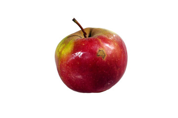 red ripe apple on a white background