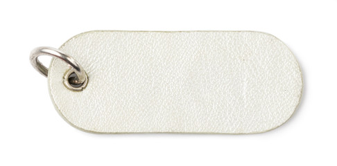 Silver Leather Tag Label on White background