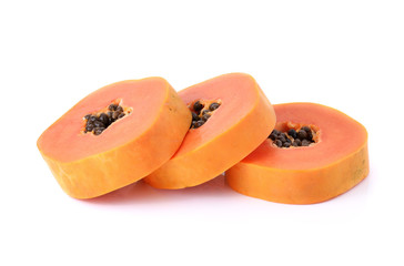 sliced papaya isolated on a white background