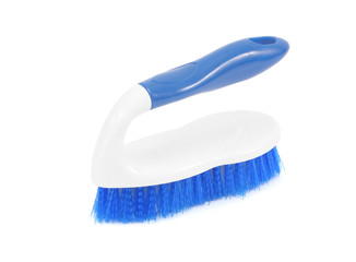 blue cleaning brush isolated on white