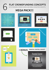 Vector crowdfunding concept set in flat design