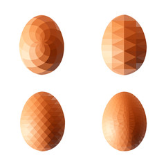 Vector illustration set of eggs in polygonal style. Template can