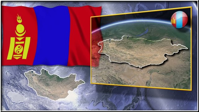 Mongolia flag and map animation