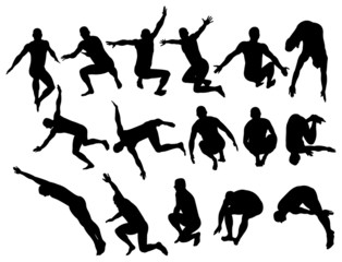 Male silhouettes jumping