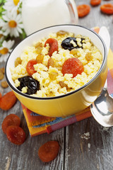 Millet porridge with dried fruit
