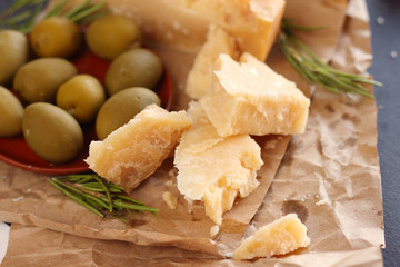 Parmesan cheese and olives