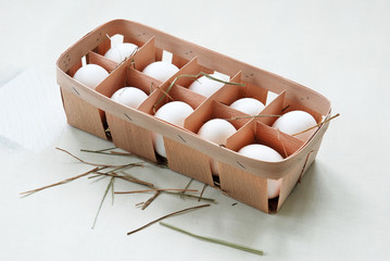 eggs in wooden box