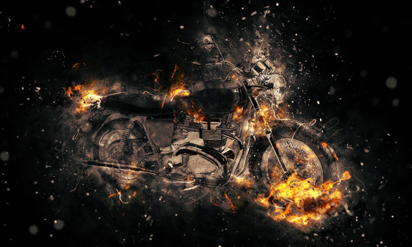 Fiery burning motorbike concept