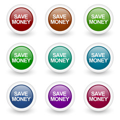 save money vector icon set