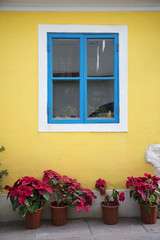 Fototapeta na wymiar portuguese style colorful window in taipa macau