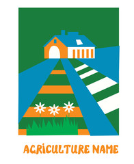 Agriculture emblem for the eco farm - flat design