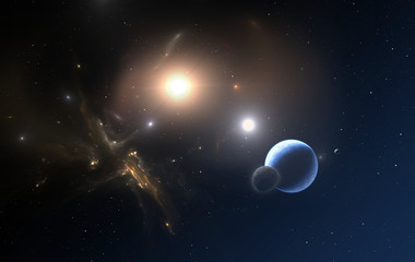 Fototapeta na wymiar The Extrasolar planet and two stars