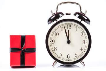 Red and pink gift box on white background isolated