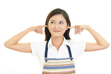 Fototapeta premium 耳を押さえる女性