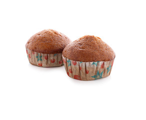 banana muffin cupcake on white background