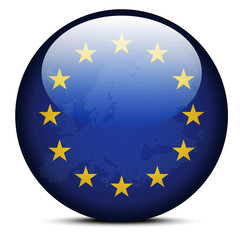 Map with Dot Pattern on flag button of Continent of Europe