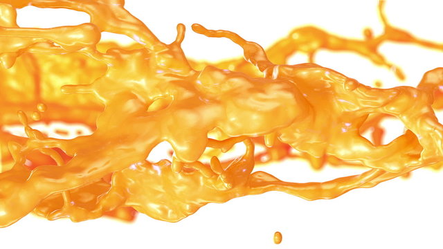 Fresh orange juice flow with Super slow motion.