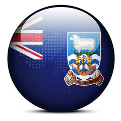 Map with Dot Pattern on flag button of Falkland Islands (Islas M