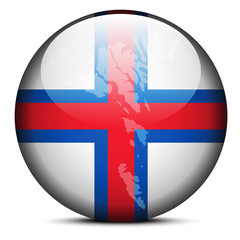 Obraz premium Map on flag button of Faroe Islands