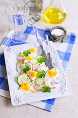 White rice with radish, cucumber and eggs